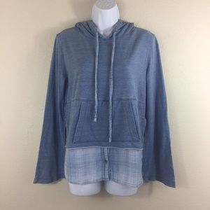 Cloth & Stone Hoodie Chambray Plaid Size S